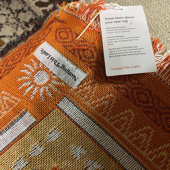 Sunset Orange/Blue Afghan Rug - Picture 8 of 8